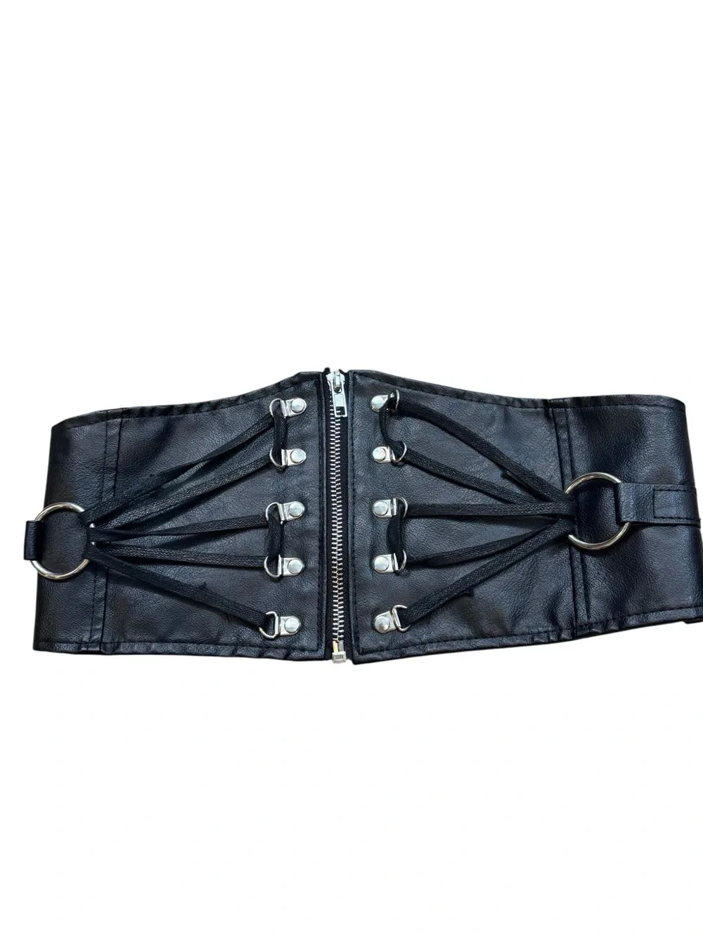 Black O-Ring Strap Zipper Corset Size Small/Medium